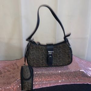 Shoulder Bag to carry your essentials with with case holder.  Light/Dark  Brown